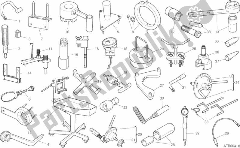 All parts for the 001 - Workshop Service Tools of the Ducati Multistrada 1260 Enduro Touring USA 2020